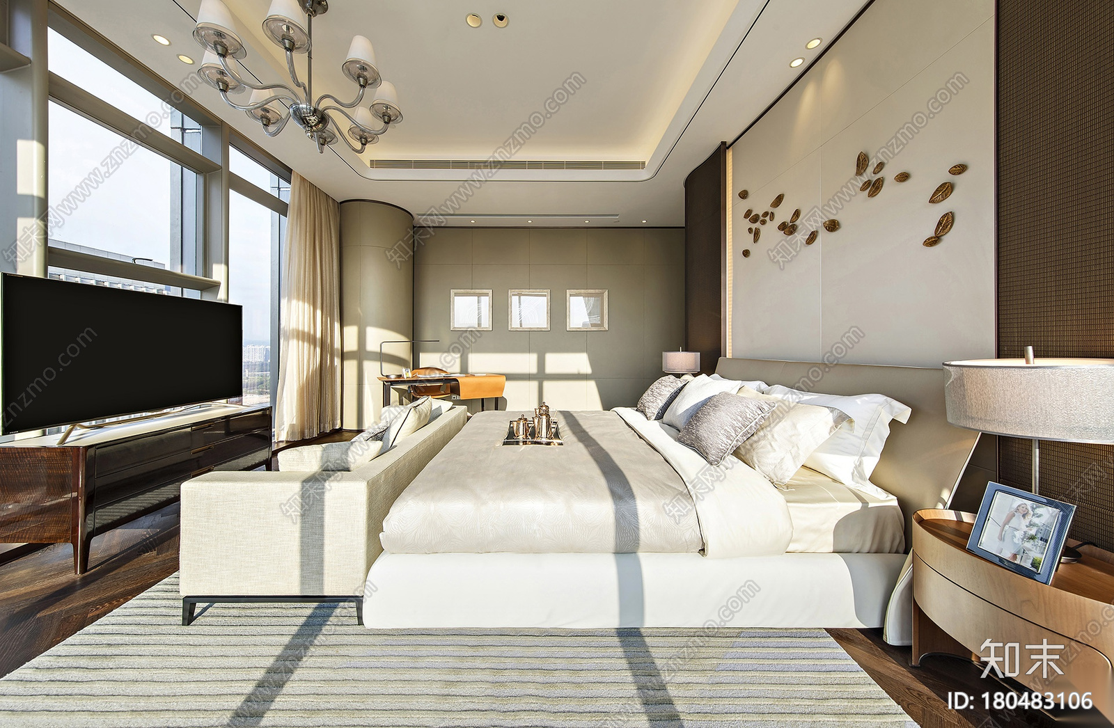 [广东]深圳湾913㎡现代四居室样板房施工图施工图下载【ID:180483106】