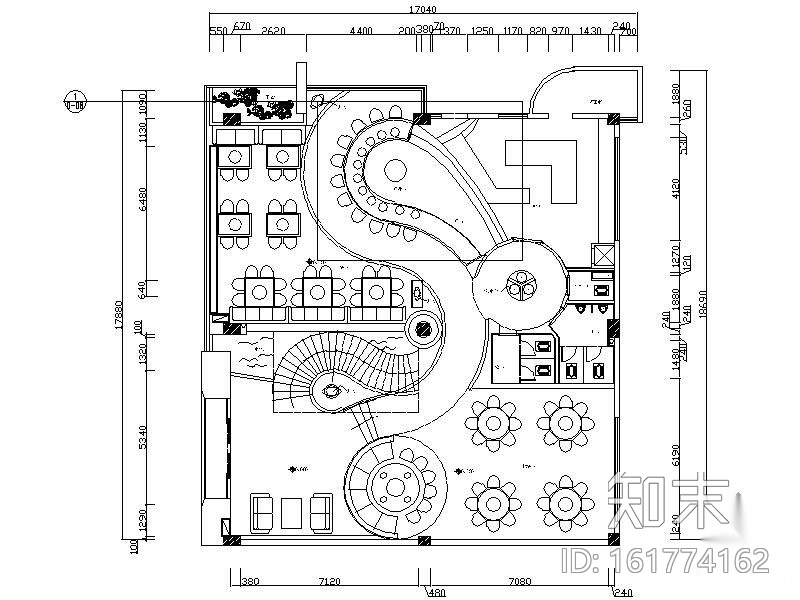 [重庆]现代双层火锅酒楼施工图（含效果）施工图下载【ID:161774162】