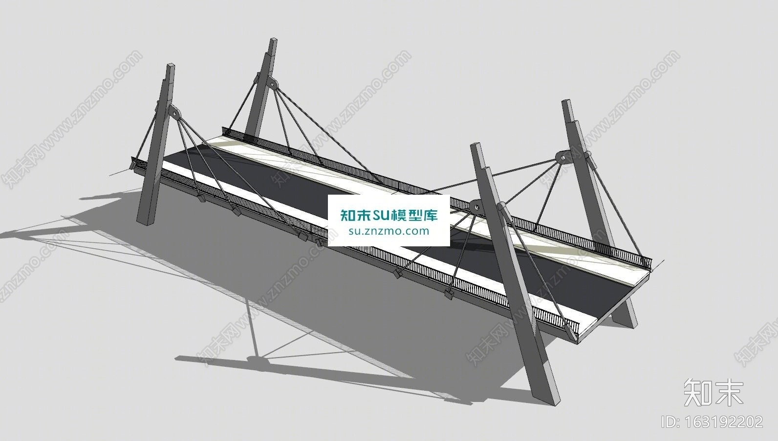 现代斜拉大桥SU模型下载【ID:163192202】