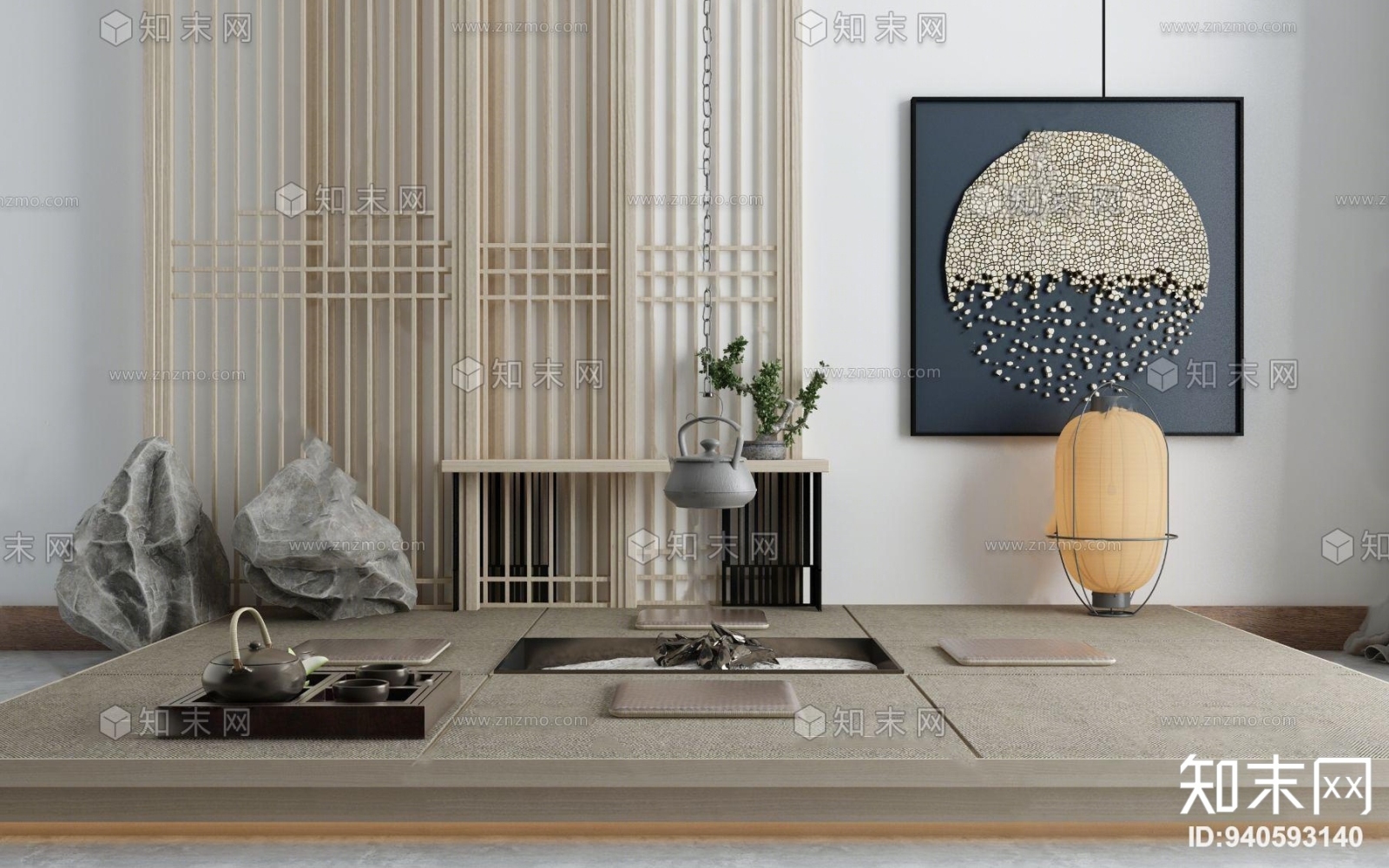 日式榻榻米陈设饰品摆件3D模型下载【ID:940593140】