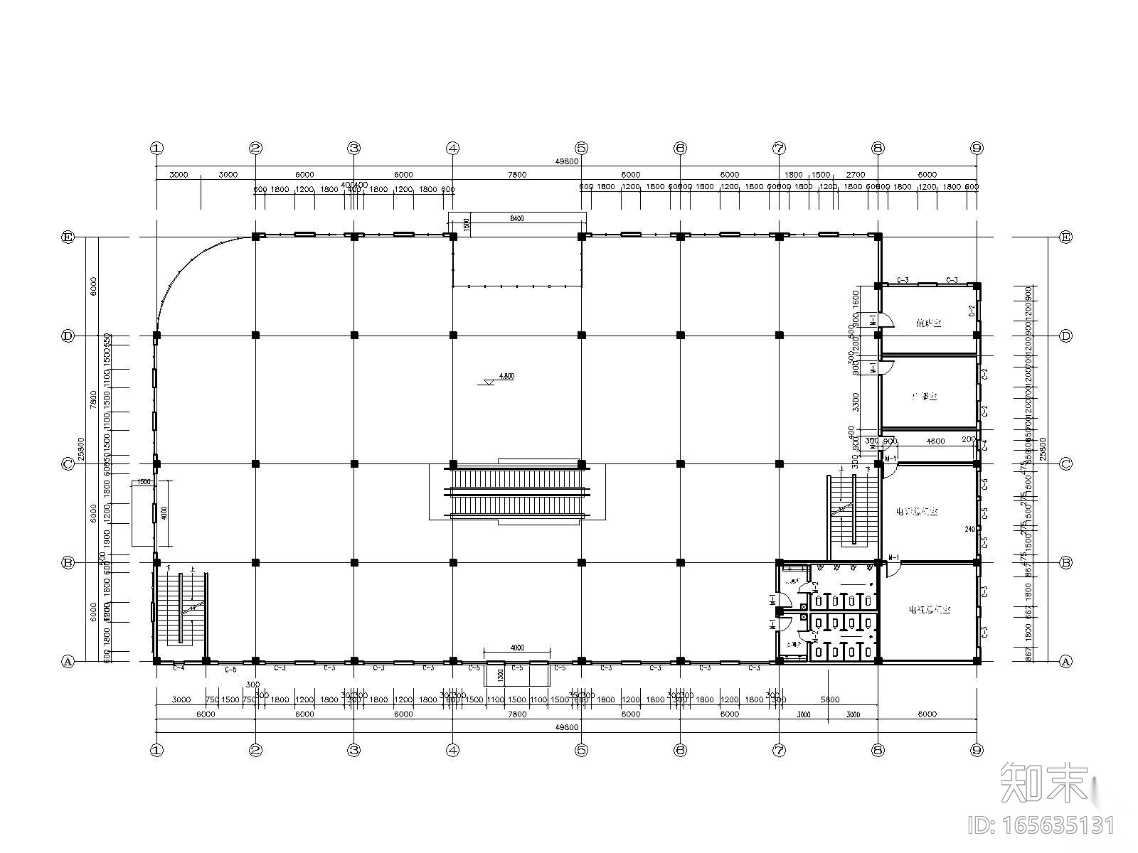 某五层商场毕业设计建筑结构施工图cad施工图下载【ID:165635131】