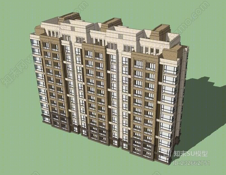 新古典中高层住宅SU模型下载【ID:232662751】