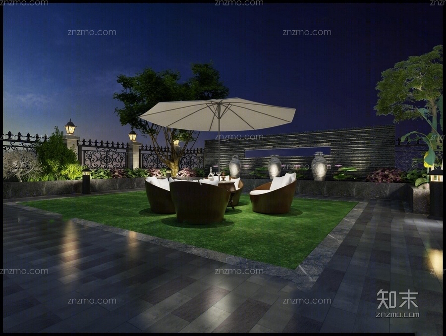 现代户外庭院阳台沙发组合3D模型下载【ID:13928610】