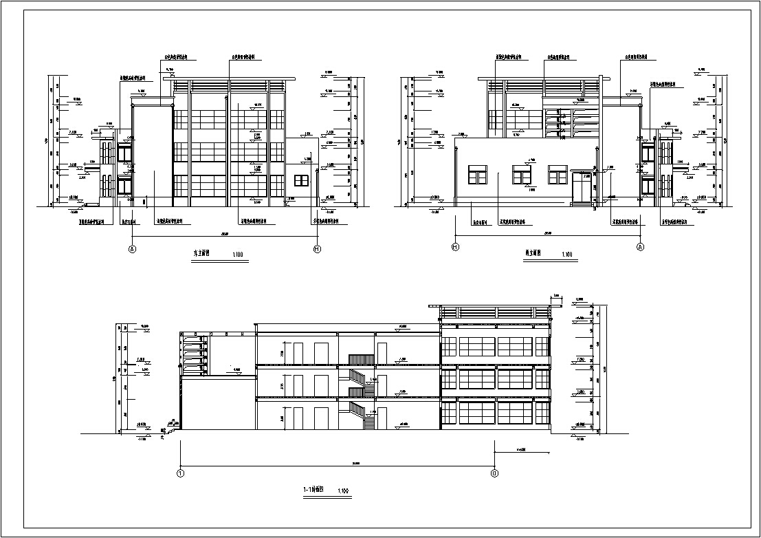 现代多层会所建筑设计方案施工图CADcad施工图下载【ID:165626114】