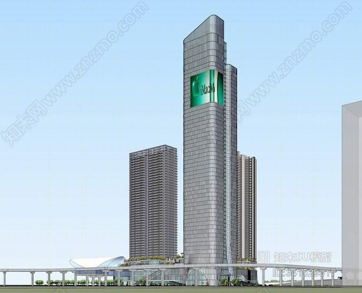 现代超高层办公楼SU模型下载【ID:341529317】