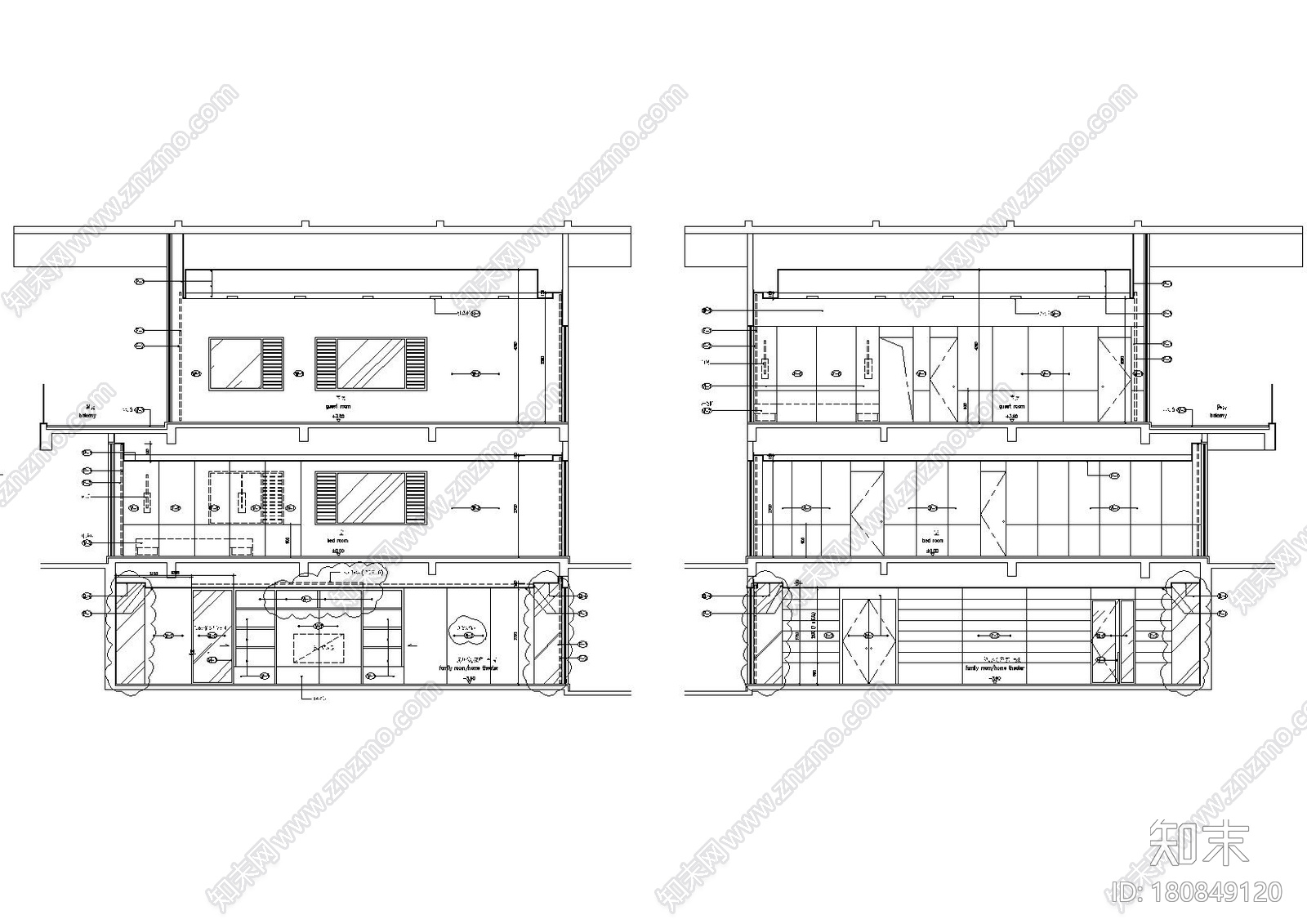 [上海]梁志天_淀山湖大自然別墅施工图+手绘施工图下载【ID:180849120】