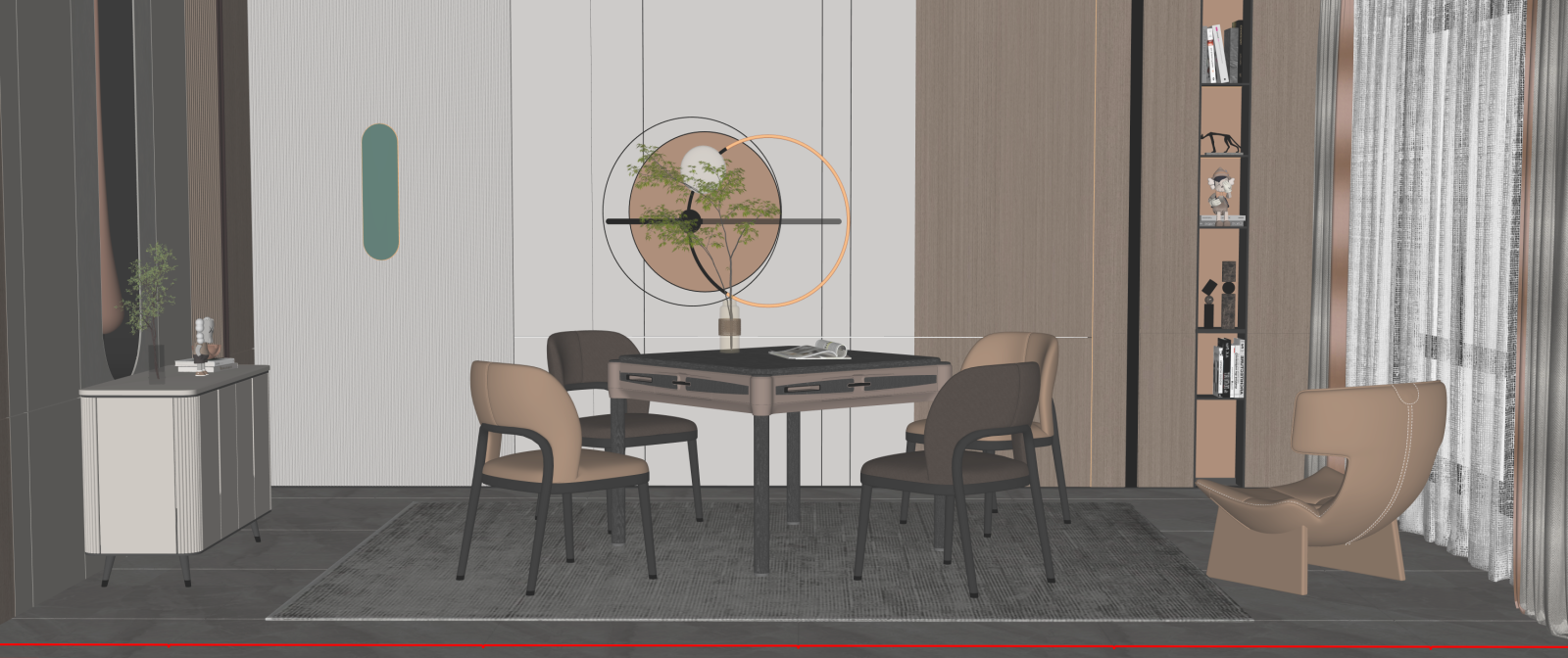 现代棋牌室SU模型下载【ID:1215999861】