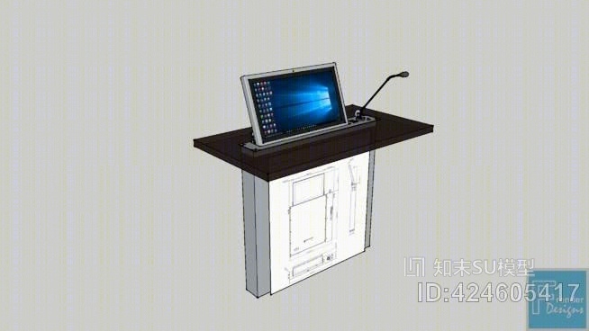 伸缩式会议桌监视器SU模型下载【ID:424605417】