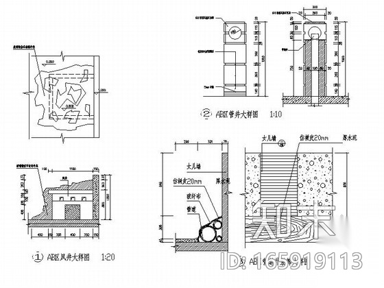 某办公楼屋顶花园景观施工图cad施工图下载【ID:165919113】