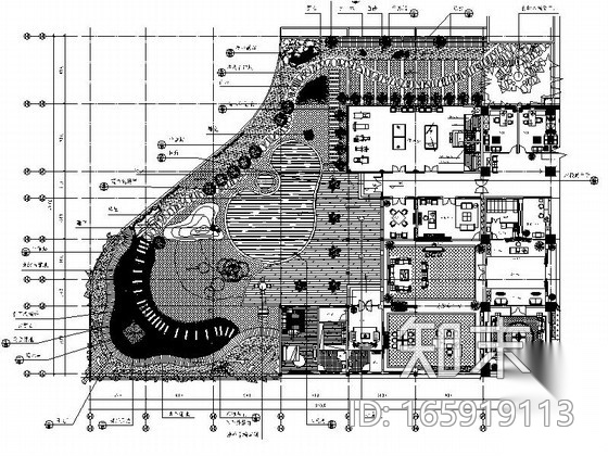 某办公楼屋顶花园景观施工图cad施工图下载【ID:165919113】