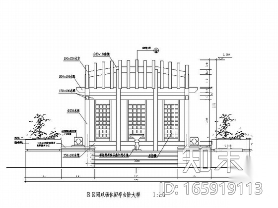 某办公楼屋顶花园景观施工图cad施工图下载【ID:165919113】