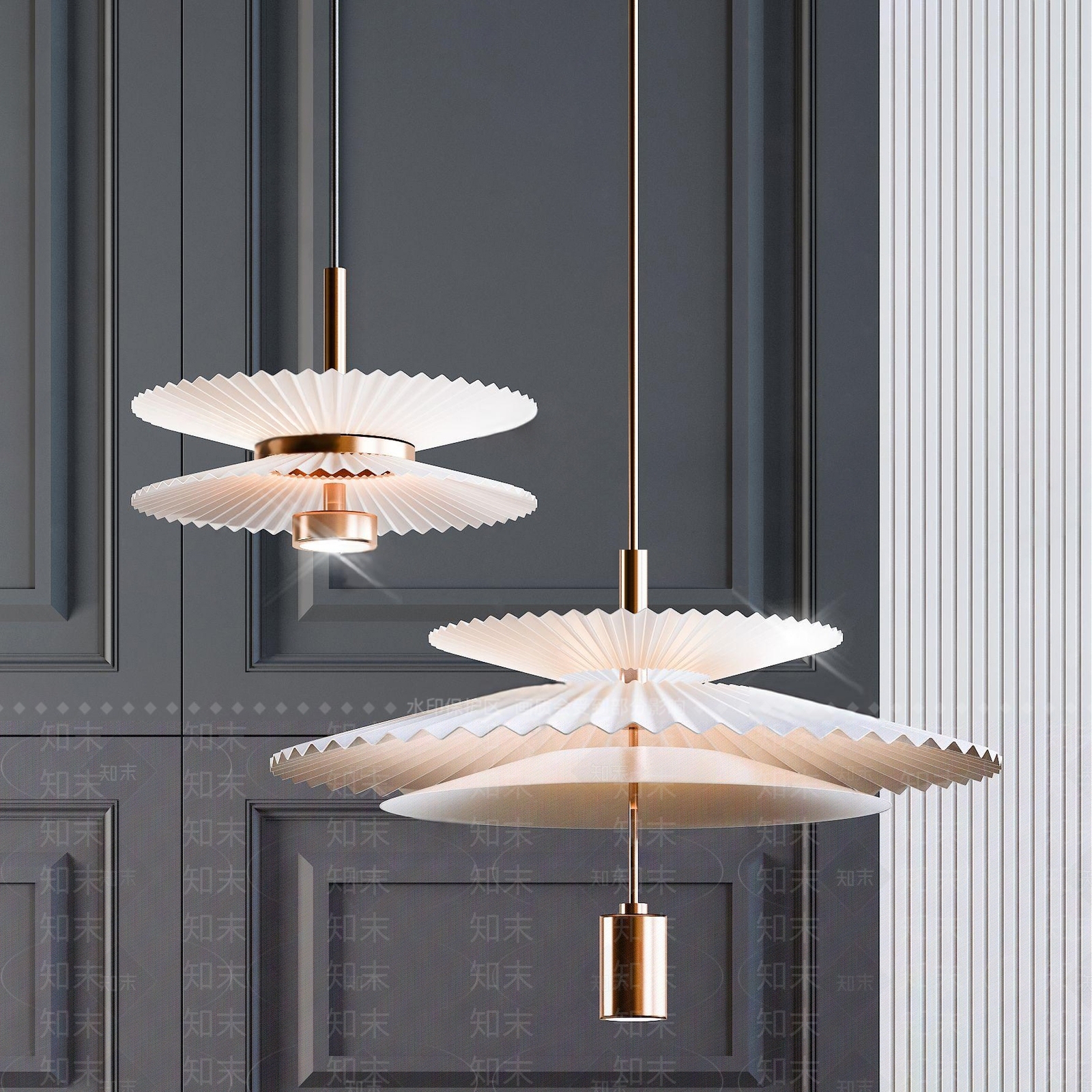 现代轻奢伞状吊灯3D模型下载【ID:1109376967】