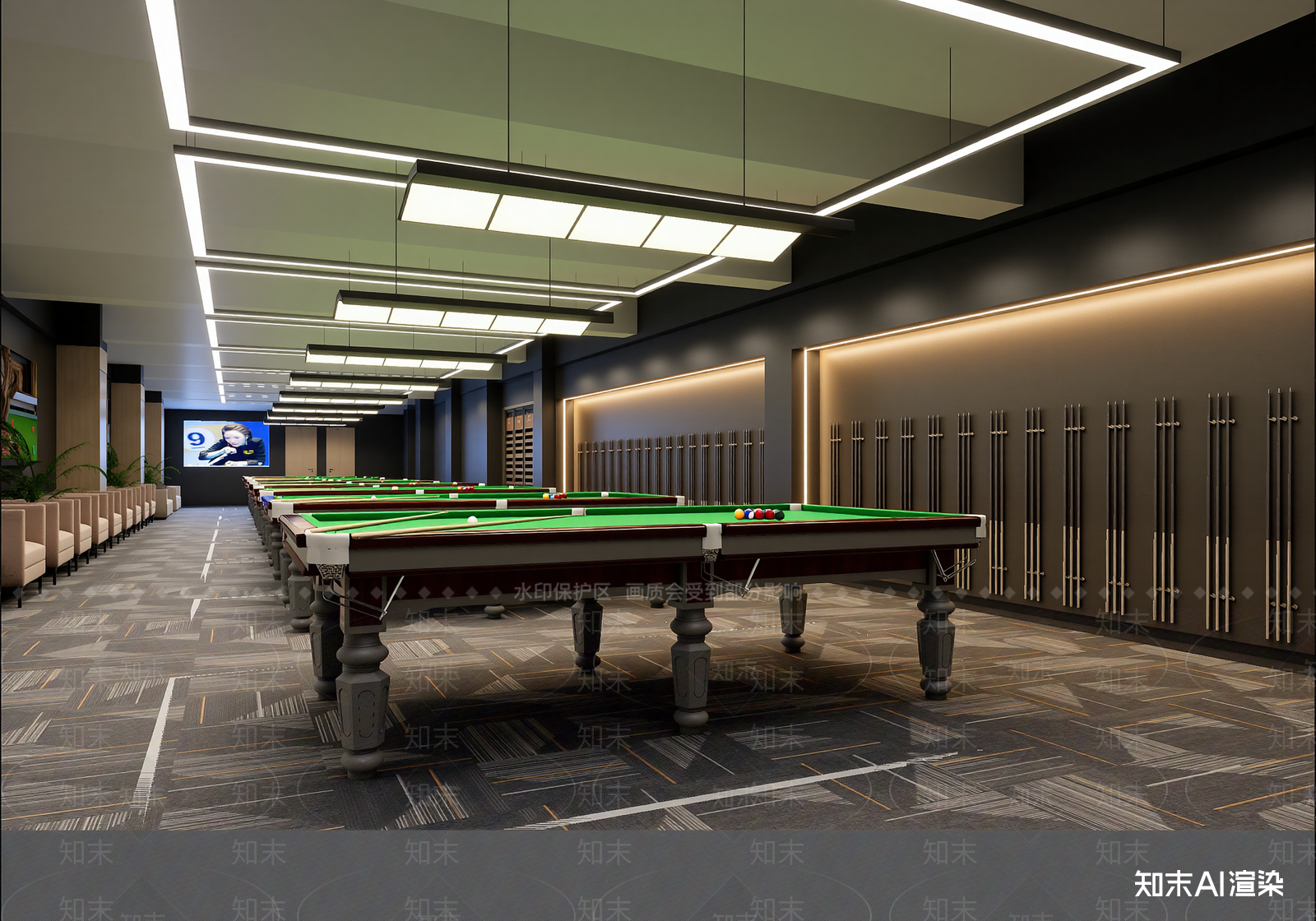 现代台球室3D模型下载【ID:1214145891】