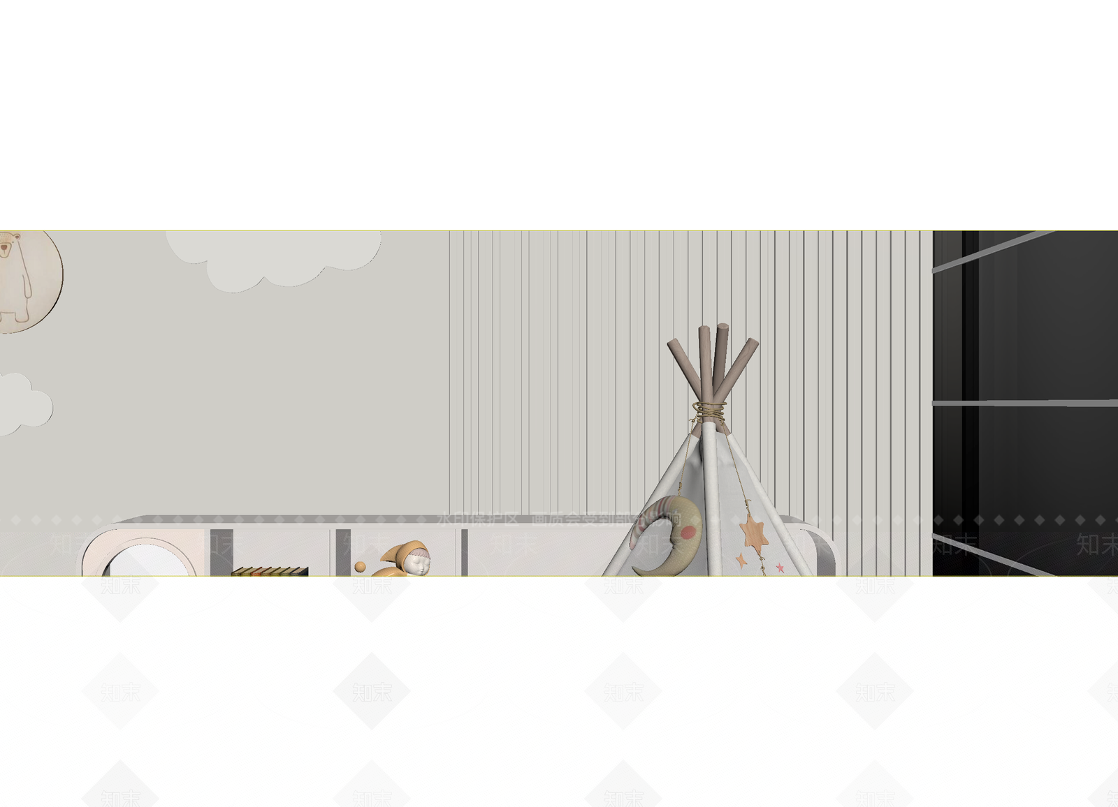 现代通用儿童房3D模型下载【ID:1214810966】