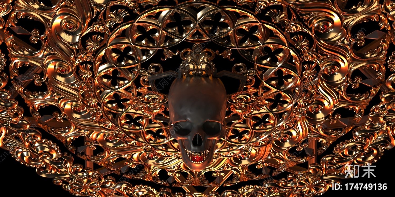 装饰头骨(赠送)CG模型下载【ID:174749136】
