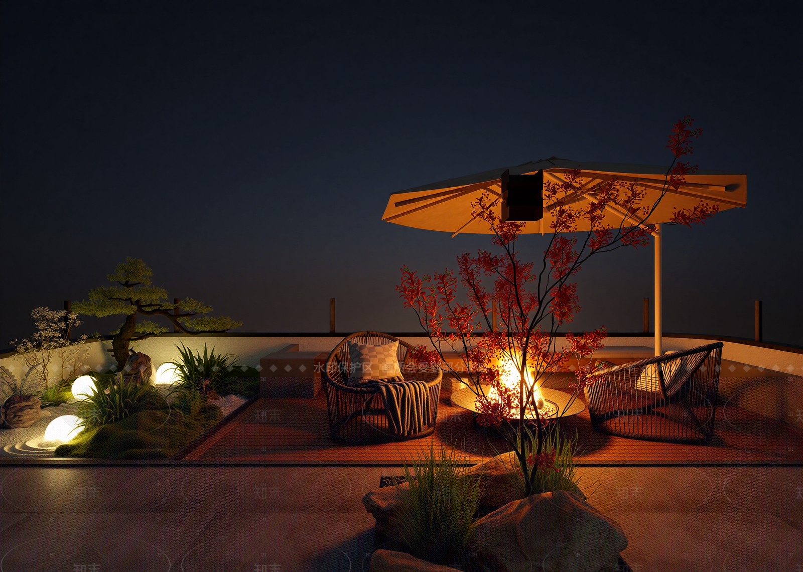 轻奢屋顶花园3D模型下载【ID:1214644495】