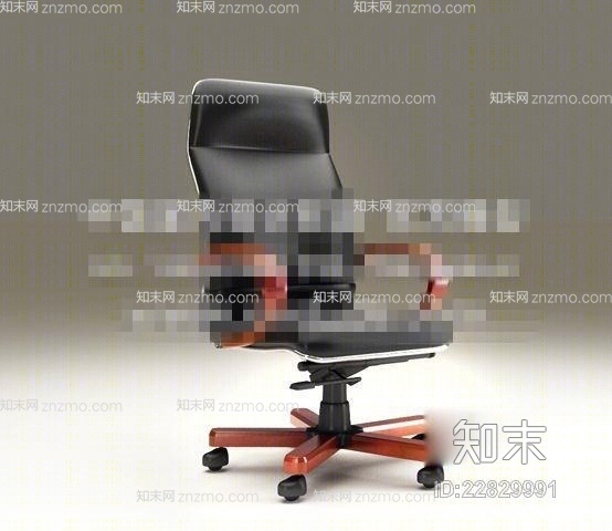 现代黑色皮质办公椅3D模型下载【ID:22829991】