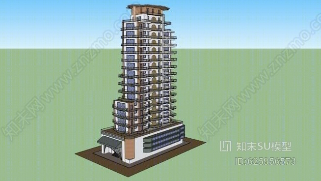 摩天大楼住宅公寓SU模型下载【ID:625956573】