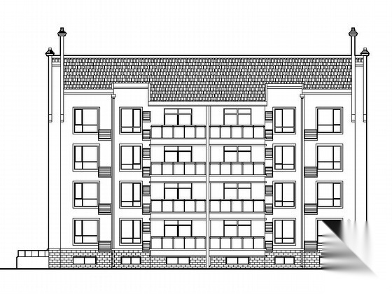 [新农村]4层徽派风格商品住宅房设计施工图施工图下载【ID:160731113】