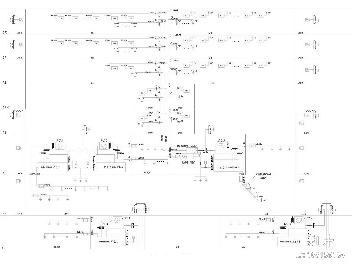 [贵州]超高层国际会议展览中心暖通空调全系统施工图（...cad施工图下载【ID:168159164】
