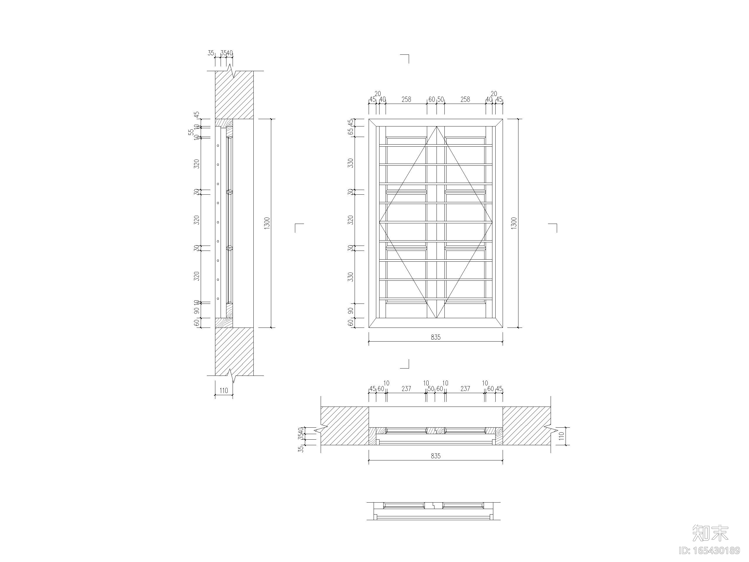 20套古建窗大样详图施工图下载【ID:165430189】