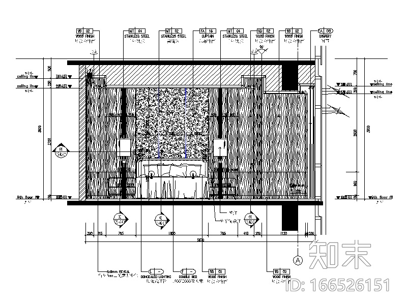 [深圳]高端酒店样板房设计CAD施工图（含实景图）cad施工图下载【ID:166526151】