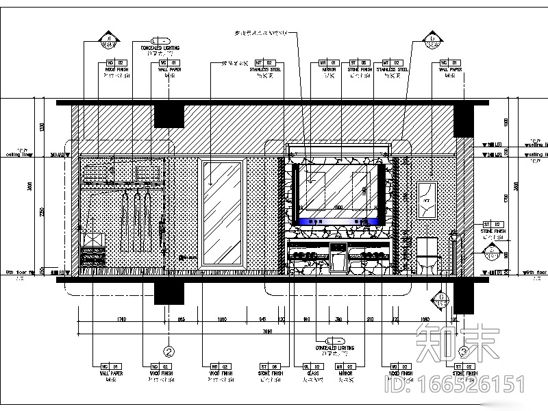 [深圳]高端酒店样板房设计CAD施工图（含实景图）cad施工图下载【ID:166526151】
