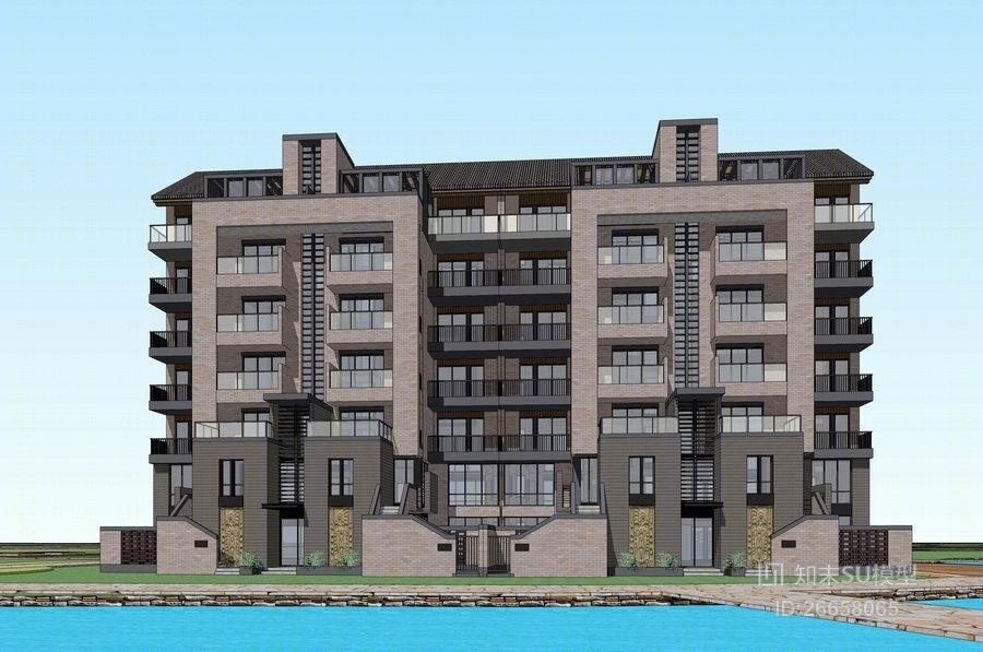 现代小区建筑SU模型下载【ID:26658065】