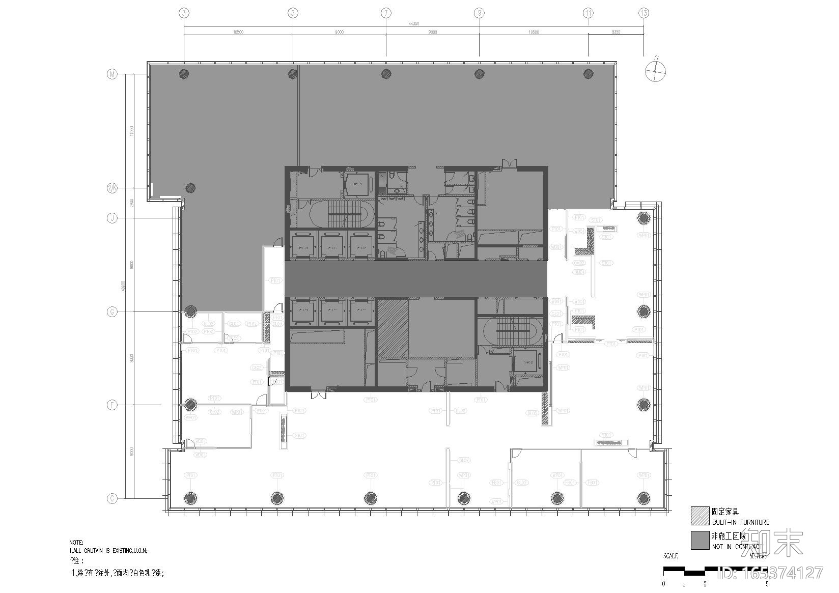 [江苏]苏州财富中心40层销售中心施工图cad施工图下载【ID:165374127】
