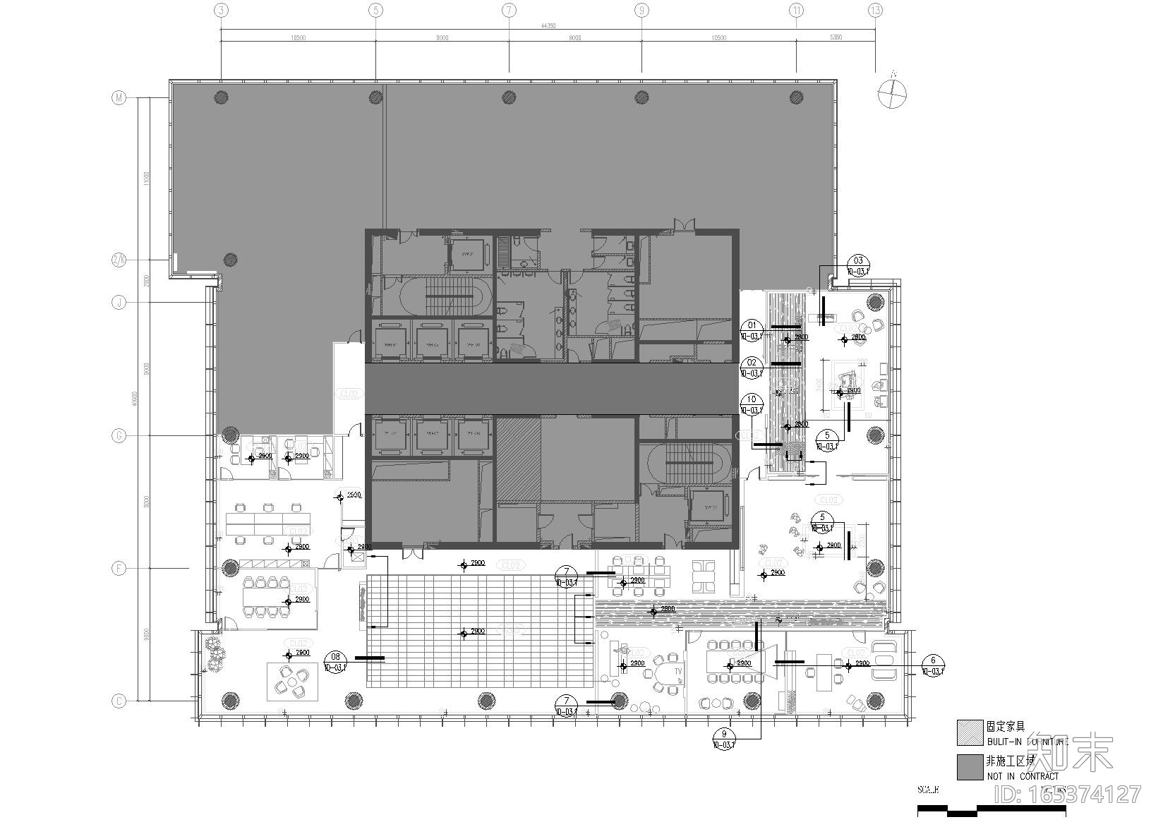 [江苏]苏州财富中心40层销售中心施工图cad施工图下载【ID:165374127】