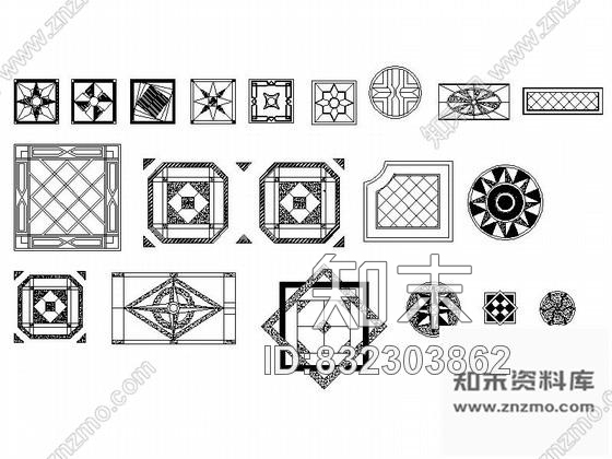 图块/节点地面拼花CAD图块下载施工图下载【ID:832303862】