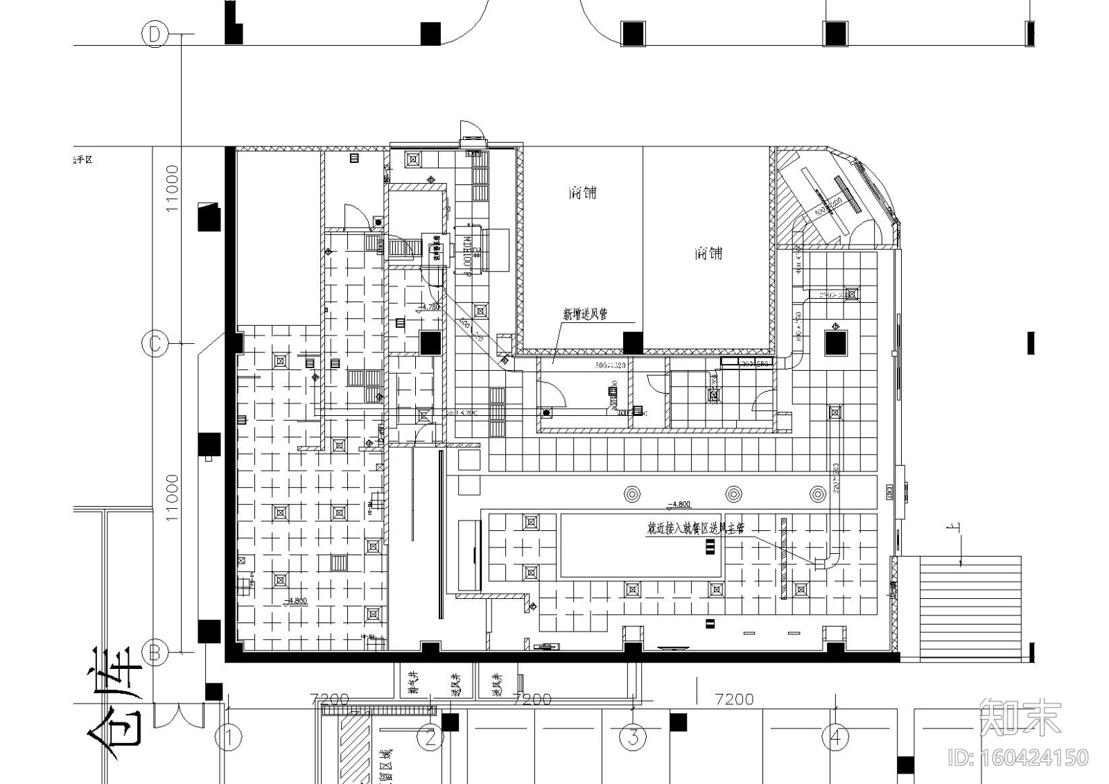 [湖北]宜昌国贸大厦负一层麦当劳餐厅施工图cad施工图下载【ID:160424150】