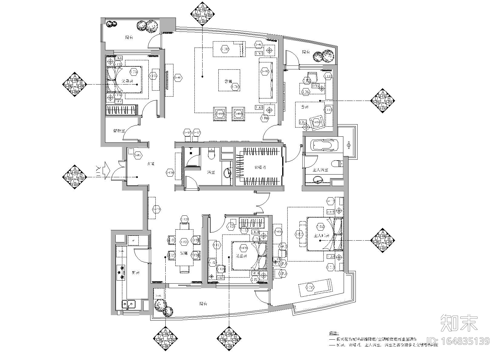 [上海]梁志天_浦东世纪花园样板间施工图cad施工图下载【ID:164835139】