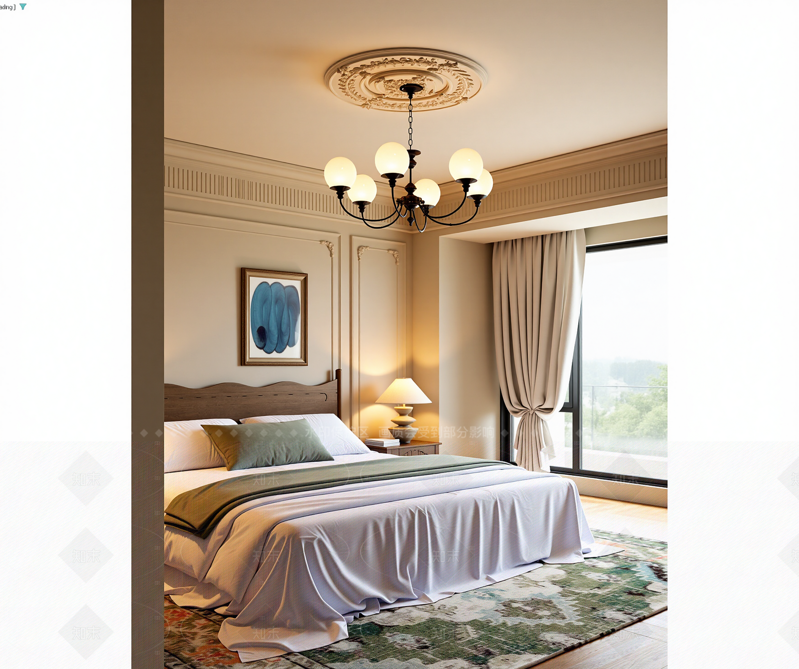 美式酒店客房3D模型下载【ID:1214920692】