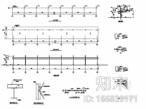 某单侧悬挑钢结构汽车棚结构设计图施工图下载【ID:166839171】