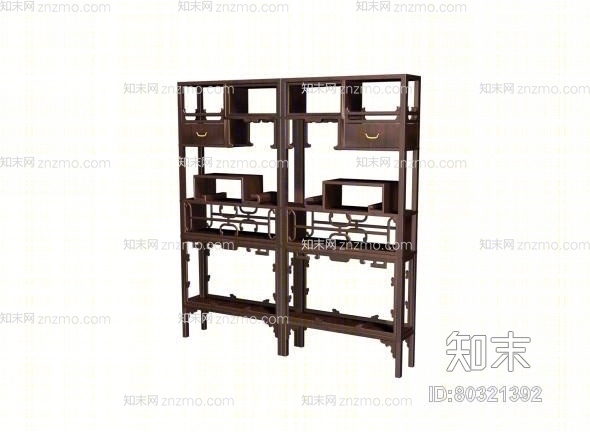 原木色木艺置物架3D模型下载【ID:80321392】