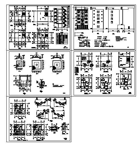 某五层私人住宅建筑施工图cad施工图下载【ID:166716112】