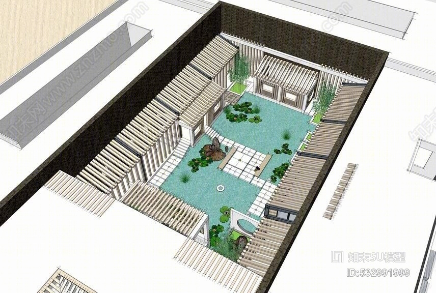 庭院景观SU模型下载【ID:532991999】