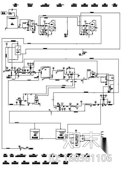 甘肃某10吨二级反渗透纯水系统流程图cad施工图下载【ID:168361106】