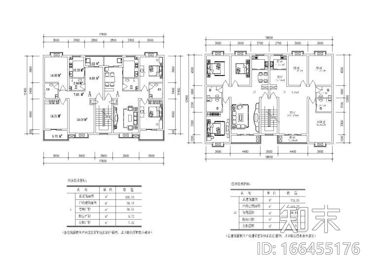 25个多层住宅经典户型图（CAD图纸）施工图下载【ID:166455176】