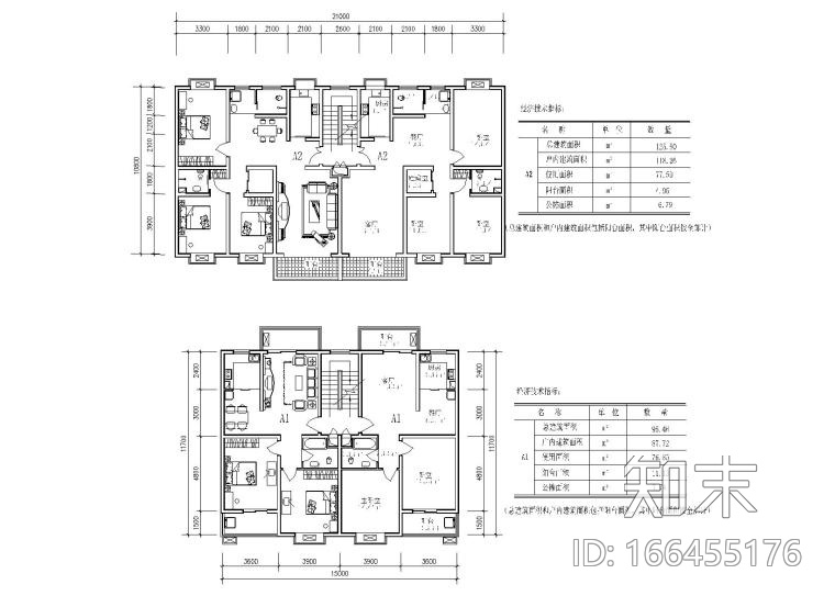 25个多层住宅经典户型图（CAD图纸）施工图下载【ID:166455176】