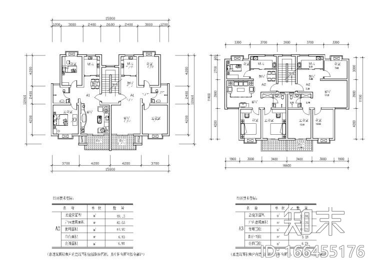 25个多层住宅经典户型图（CAD图纸）施工图下载【ID:166455176】