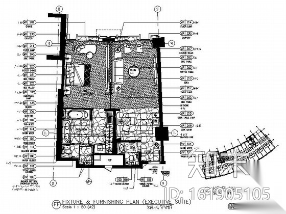 [福建]高档五星级商务豪华酒店客房室内装修施工图施工图下载【ID:161905105】