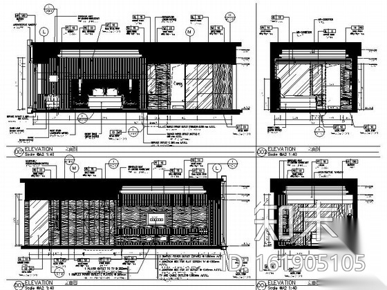 [福建]高档五星级商务豪华酒店客房室内装修施工图cad施工图下载【ID:161905105】