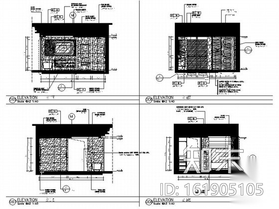 [福建]高档五星级商务豪华酒店客房室内装修施工图cad施工图下载【ID:161905105】