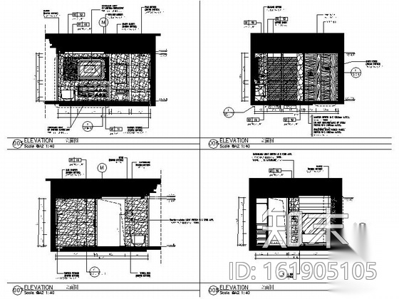 [福建]高档五星级商务豪华酒店客房室内装修施工图cad施工图下载【ID:161905105】