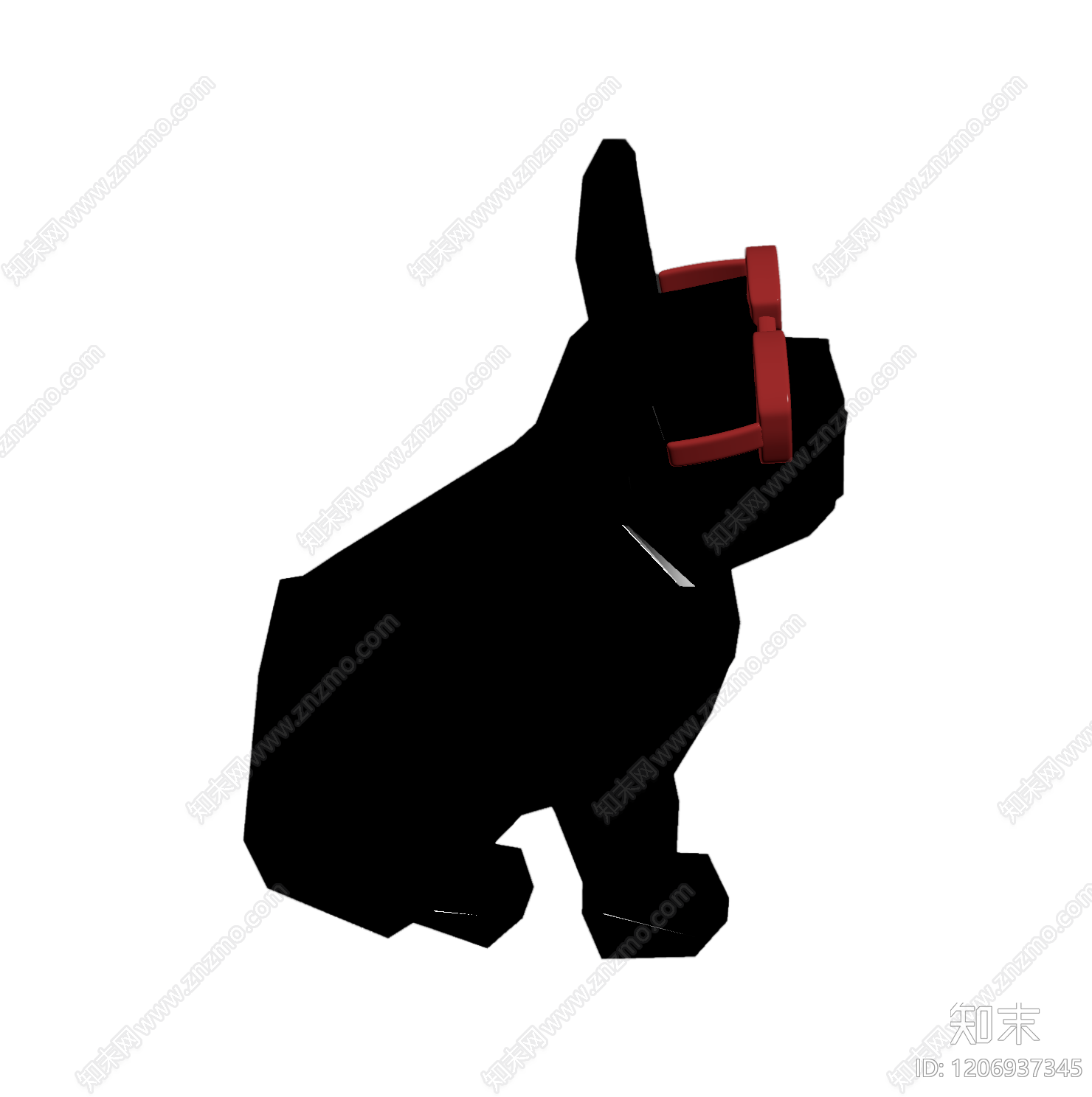 黑色犬形雕塑装饰3D模型下载【ID:1206937345】