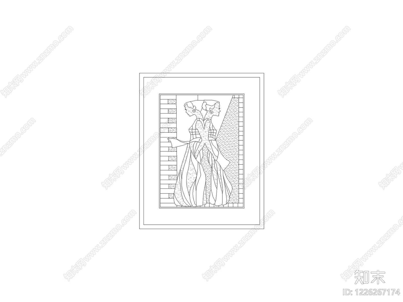 陈设类立面挂画cad施工图下载【ID:1226267174】