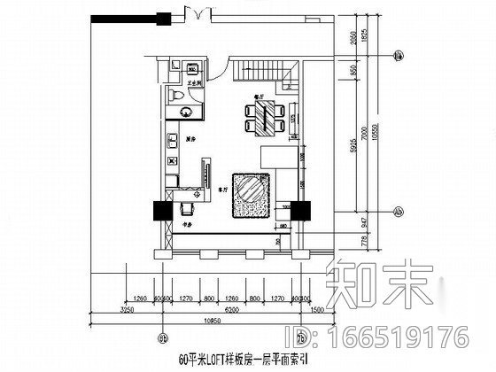 60㎡loft样板房室内装修图施工图下载【ID:166519176】