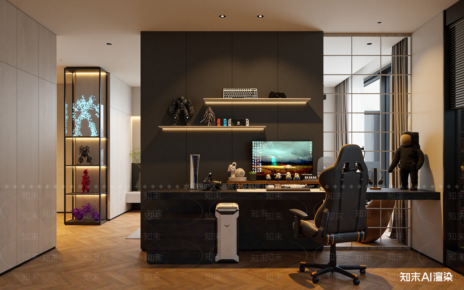 现代书房3D模型下载【ID:1214778192】